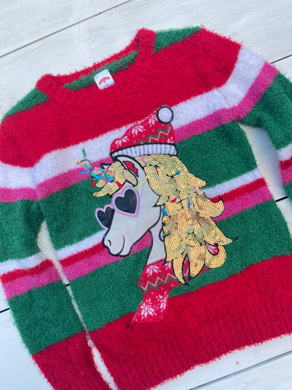 Suéter Unicornio Navideño, 7–8 años
