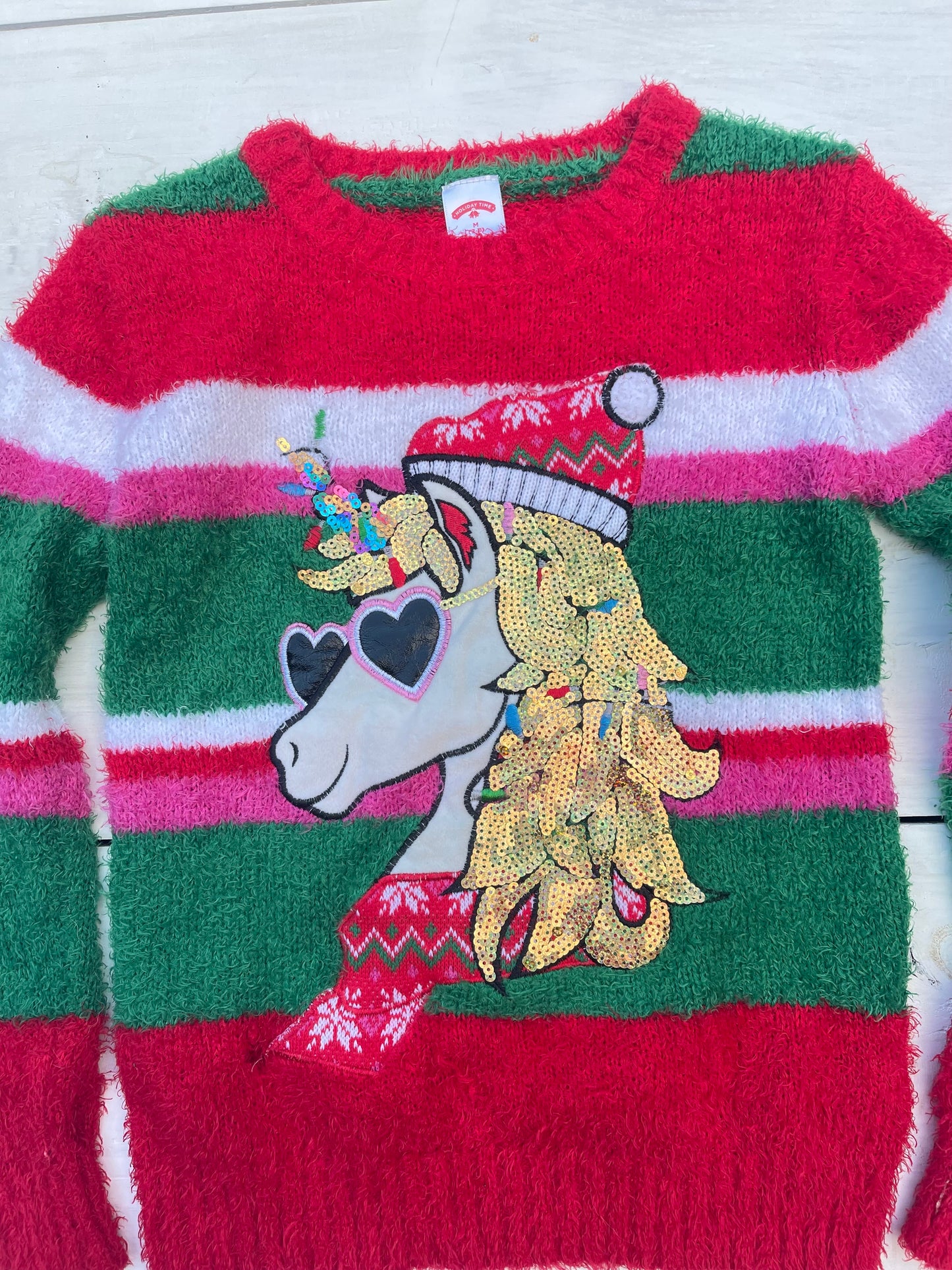 Suéter Unicornio Navideño, 7–8 años