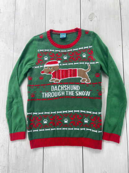 Suéter navideño perro salchicha, M