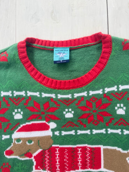 Suéter navideño perro salchicha, M