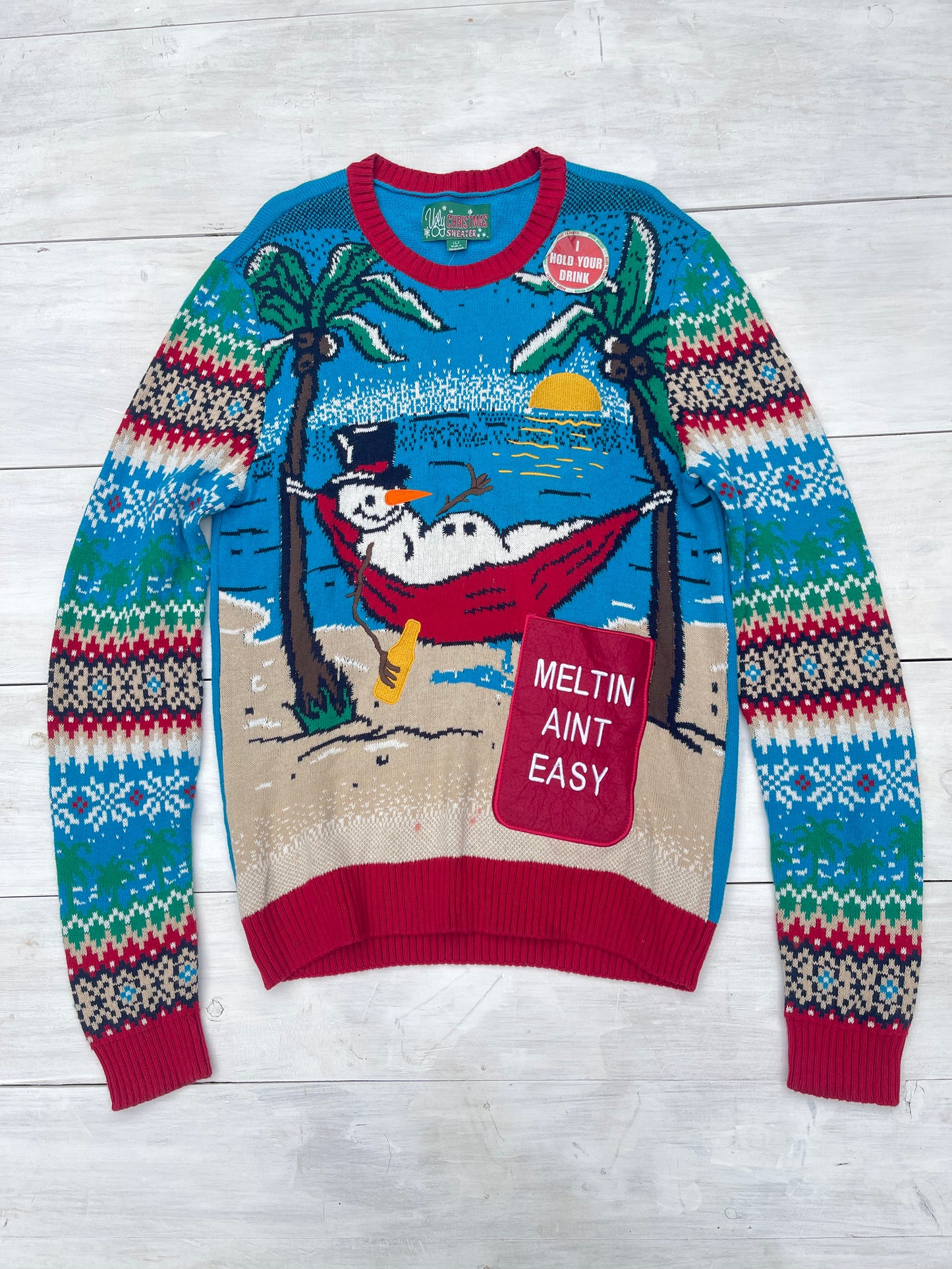 Suéter muñeco de nieve con cerveza, L