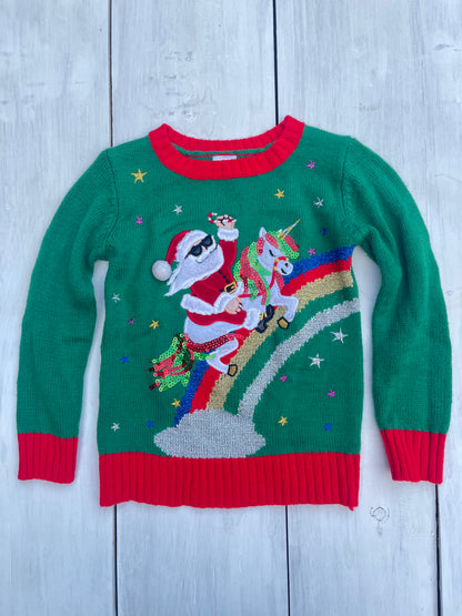 Suéter Santa con Unicornio, 4–5 años