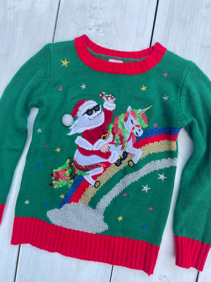 Suéter Santa con Unicornio, 4–5 años