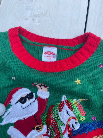 Suéter Santa con Unicornio, 4–5 años